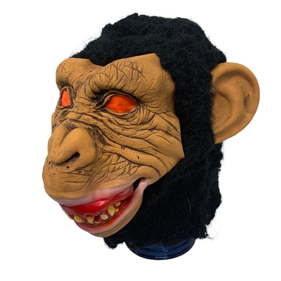 Halloween Scary Monkey Mask Chimp Chimpanzee Ape Big Ears Adult Latex Mask - Picture 3 of 7